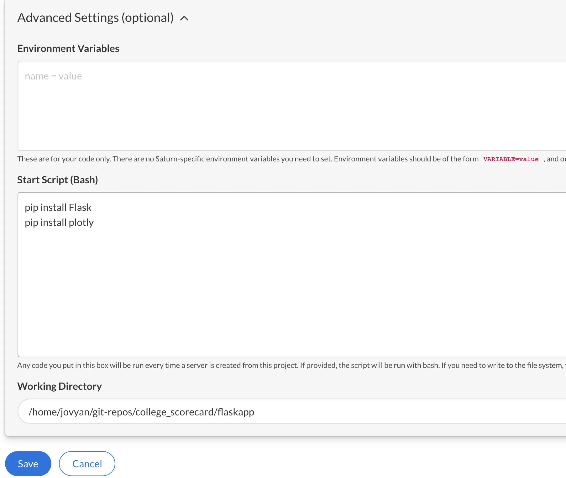 deployment flask setup