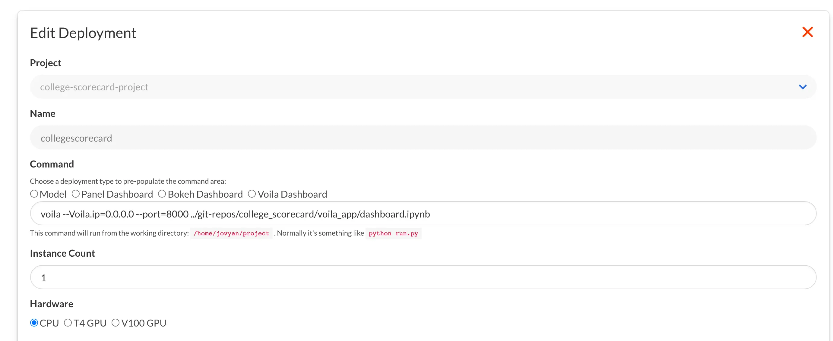 voila deployment setup