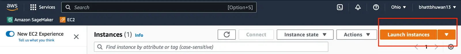 Launch instance