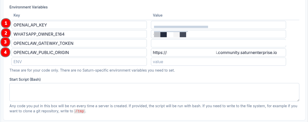 Deployment environment variables for OpenClaw