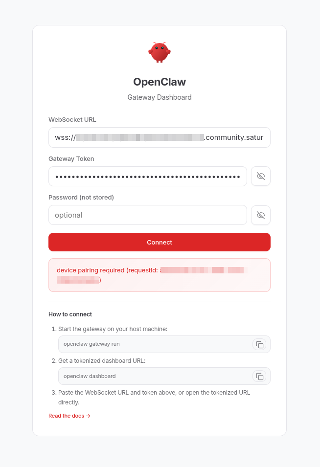 OpenClaw device approval screen