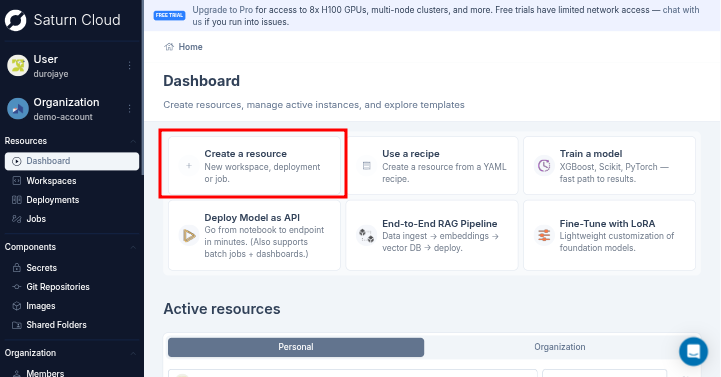 Saturn Cloud create resource
