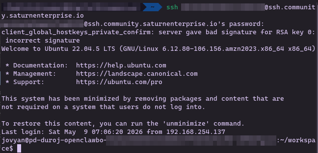 SSH into Saturn Cloud deployment
