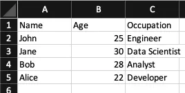 Sample Data Excel
